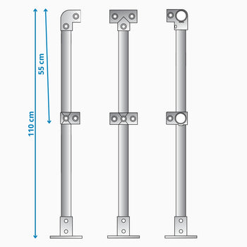 Mid Post 42.4 mm - Pre-assembled Handrail Part